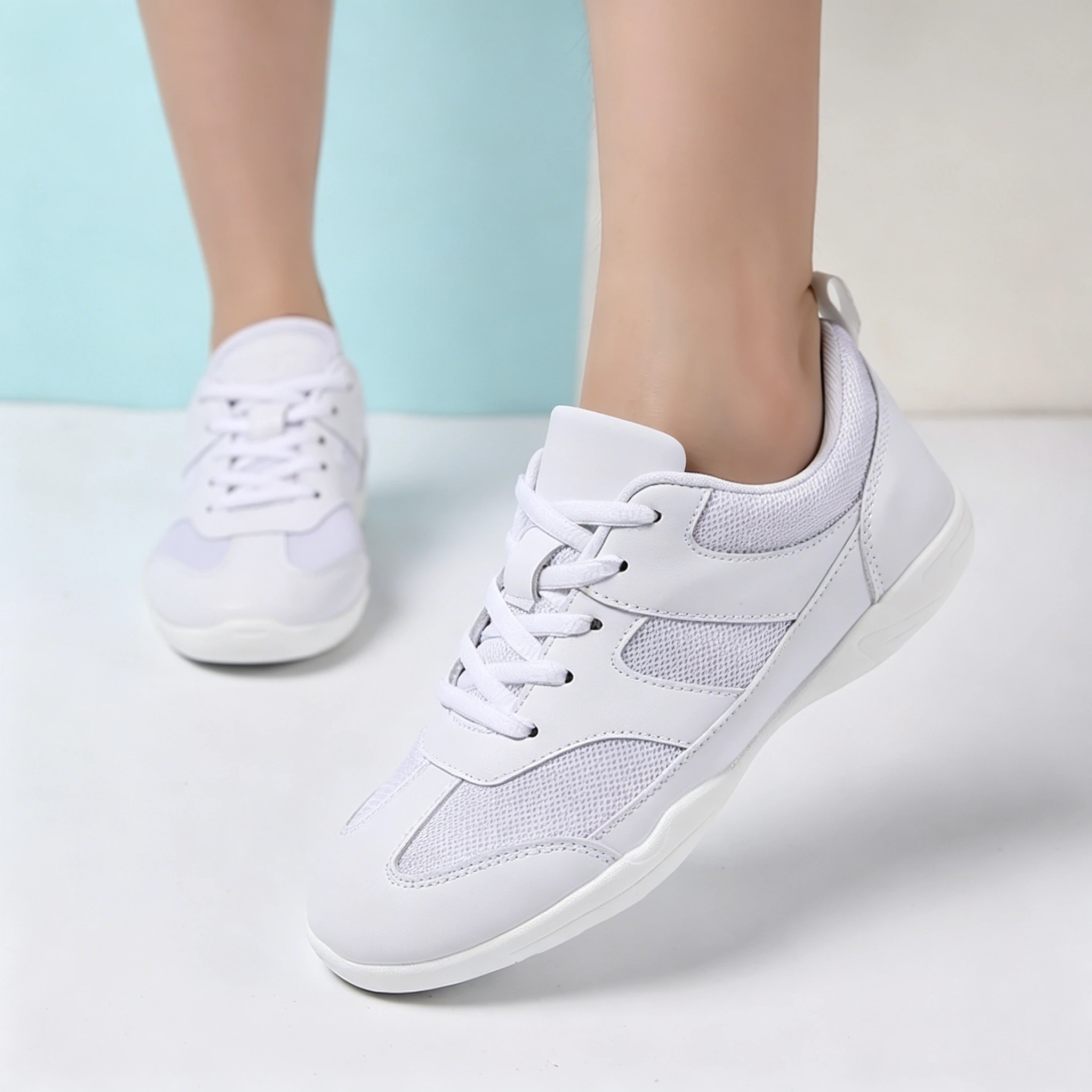 Women Breath Mesh Cheerleading Shoes Lightweight Non Slip Rubber Sole Gymnastics Competition Training Sneakers J0019
Women Breath Mesh Cheerleading Shoes Lightweight Non Slip Rubber Sole Gymnastics Competition Training Sneakers J0019
