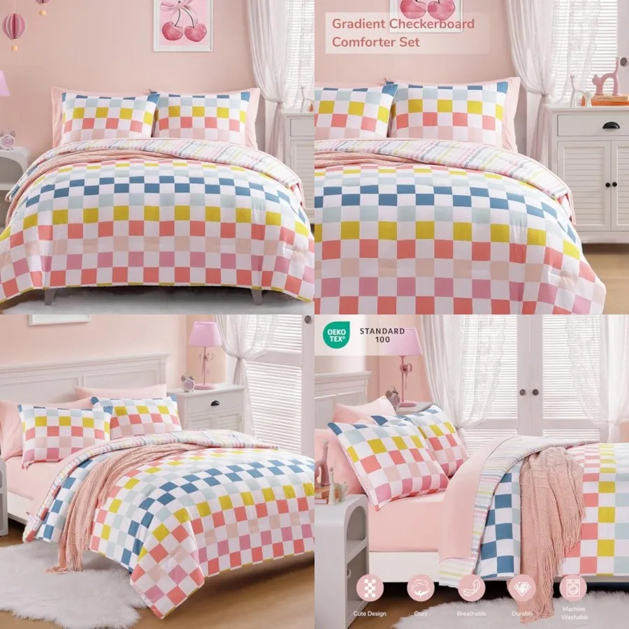 Size Comforter Set for Girls-7 Pieces Bedding Sets for,Ultra Soft Bed in A Bag with Sheets
Size Comforter Set for Girls-7 Pieces Bedding Sets for,Ultra Soft Bed in A Bag with Sheets