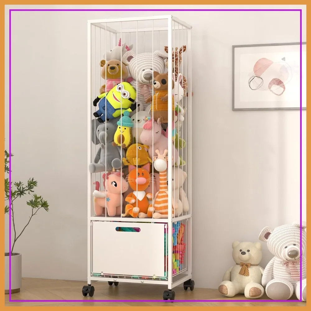 Large Metal Stuffed Animal Storage Zoo Toy Organizer with Adjustable Elastic Cords & 4 Wheels, Vertical Space-Saving Design for Nursery Playroom Bedroom, White
Large Metal Stuffed Animal Storage Zoo Toy Organizer with Adjustable Elastic Cords & 4 Wheels, Vertical Space-Saving Design for Nursery Playroom Bedroom, White