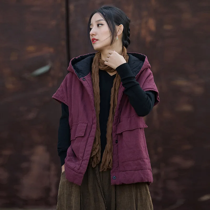 Cotton and linen women's clothing new padded cotton thickened warm ramie fried color old literary versatile vest fashion casual
Cotton and linen women's clothing new padded cotton thickened warm ramie fried color old literary versatile vest fashion casual