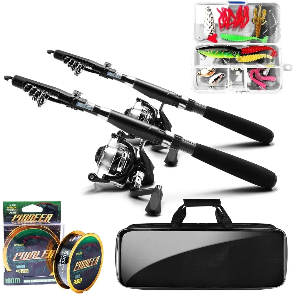 Two Piece Telescopic Carbon Rod and Reel Combo with Lures Line and Carry Bag for Saltwater Freshwater Travel
Two Piece Telescopic Carbon Rod and Reel Combo with Lures Line and Carry Bag for Saltwater Freshwater Travel