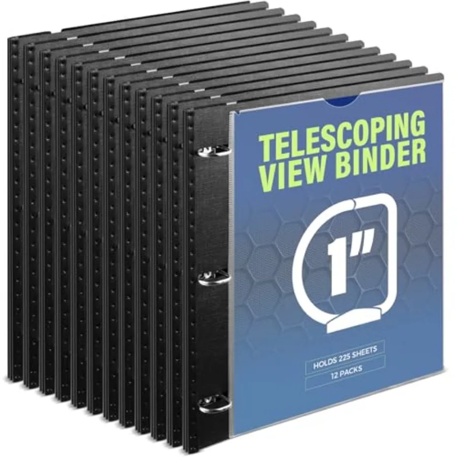 12-Pack Telescoping 3 Ring Binder 1 Inch Expandable Flexible Binder - Patented Design for Easy Portability Holds 225 Sheets Per
12-Pack Telescoping 3 Ring Binder 1 Inch Expandable Flexible Binder - Patented Design for Easy Portability Holds 225 Sheets Per