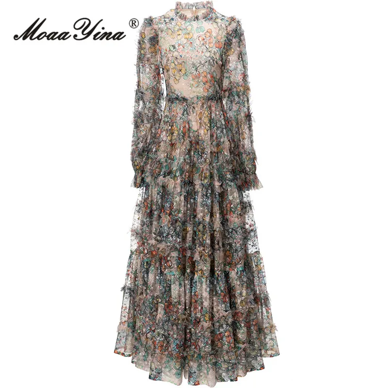 MoaaYina Autumn Fashion Designer Vintage Floral Print Dress Women Lantern Sleeve Mesh Ruffles High Waist Slim A-LINE Long Dress
MoaaYina Autumn Fashion Designer Vintage Floral Print Dress Women Lantern Sleeve Mesh Ruffles High Waist Slim A-LINE Long Dress