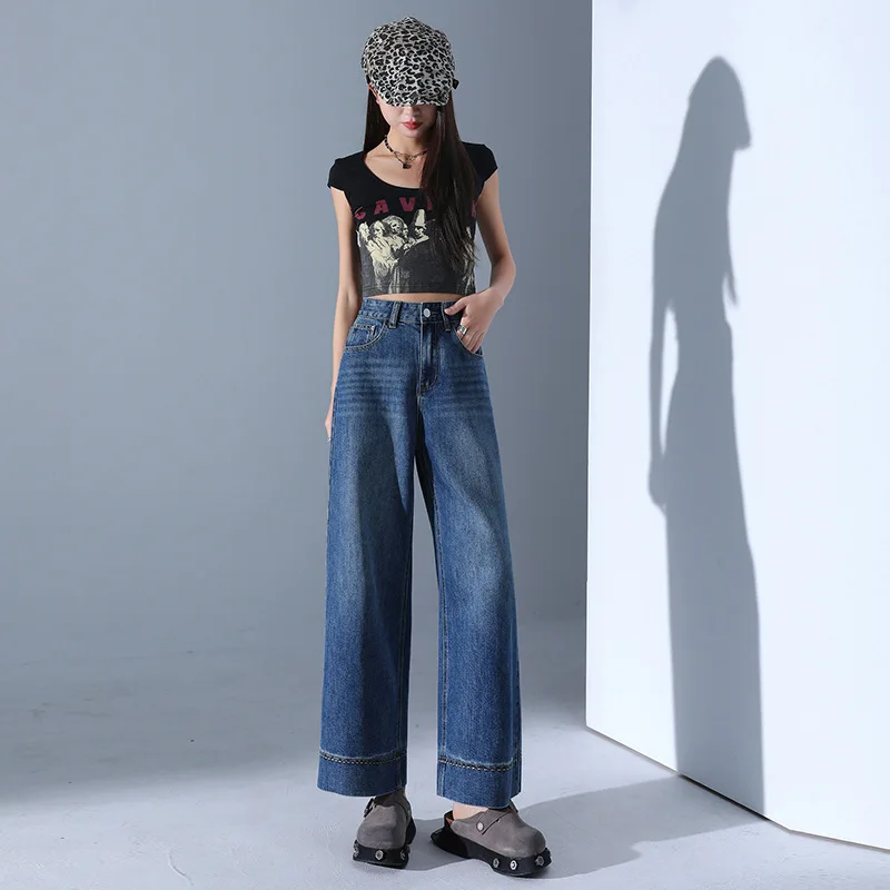 Trendy Slimming Wide Leg Jeans Women's Loose Drapey Thin Denim High Waist Casual Fashionable Nine Point Pants
Trendy Slimming Wide Leg Jeans Women's Loose Drapey Thin Denim High Waist Casual Fashionable Nine Point Pants