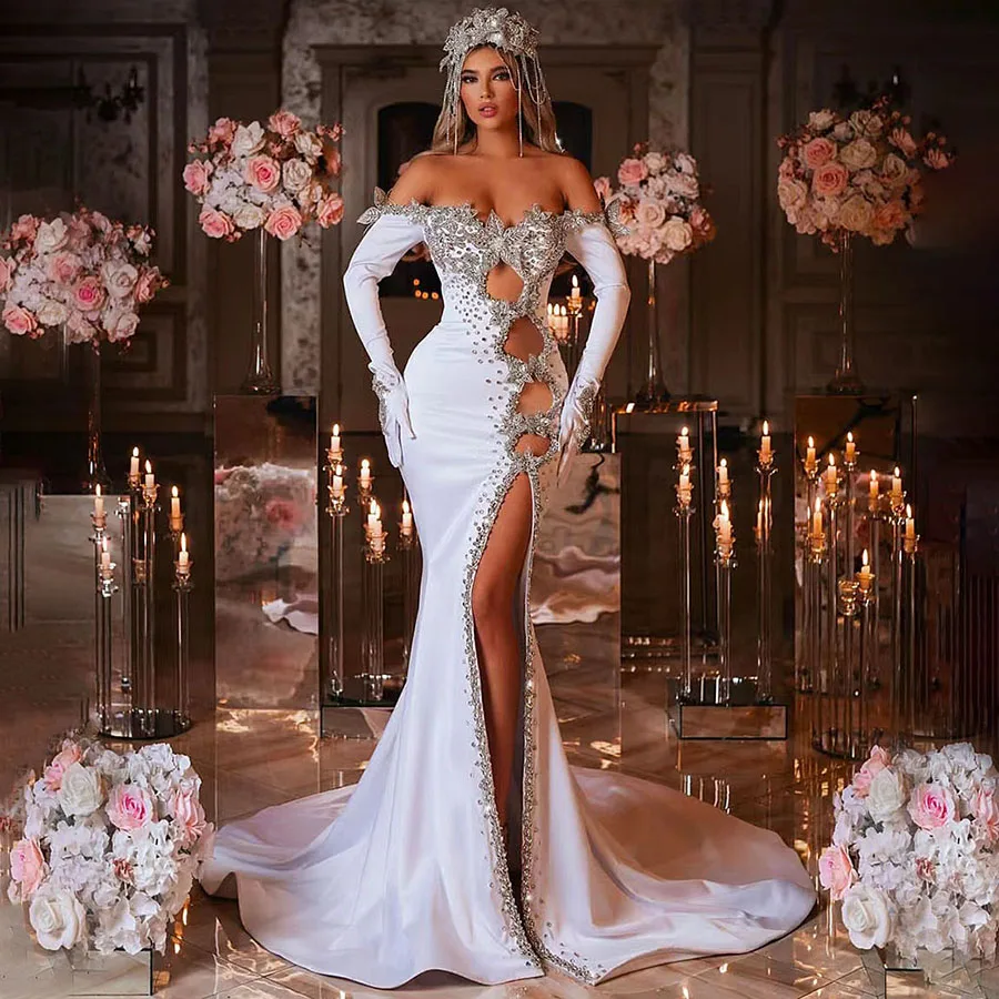 Mermaid Luxury Wedding Dress Sexy V-neck Applique Beaded Side Slit Stain Elegant Prom Party Dress for Bridal Vestidos De Novia
Mermaid Luxury Wedding Dress Sexy V-neck Applique Beaded Side Slit Stain Elegant Prom Party Dress for Bridal Vestidos De Novia