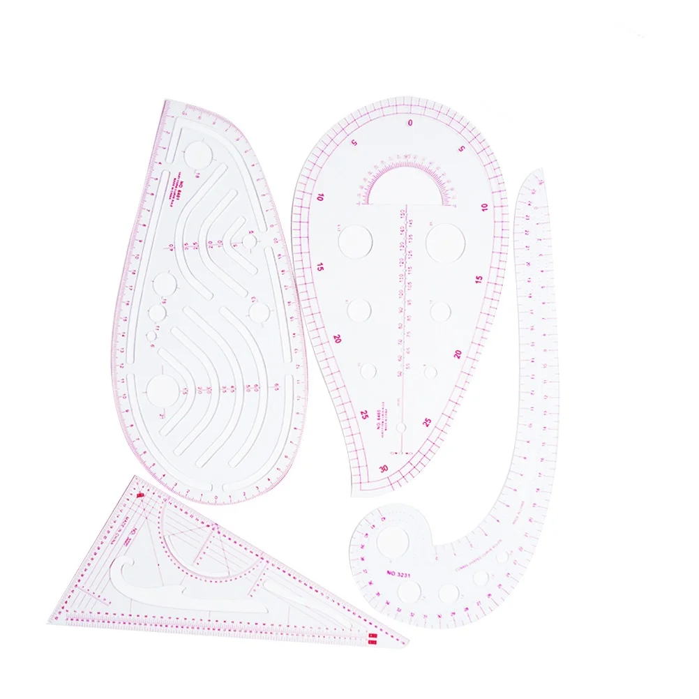 4 Pcs Cutting Ruler Set Durable Sewing Tools Metric Plastic Rulers Double Sided Fashion Drawing Plate Clothing Design Students
4 Pcs Cutting Ruler Set Durable Sewing Tools Metric Plastic Rulers Double Sided Fashion Drawing Plate Clothing Design Students