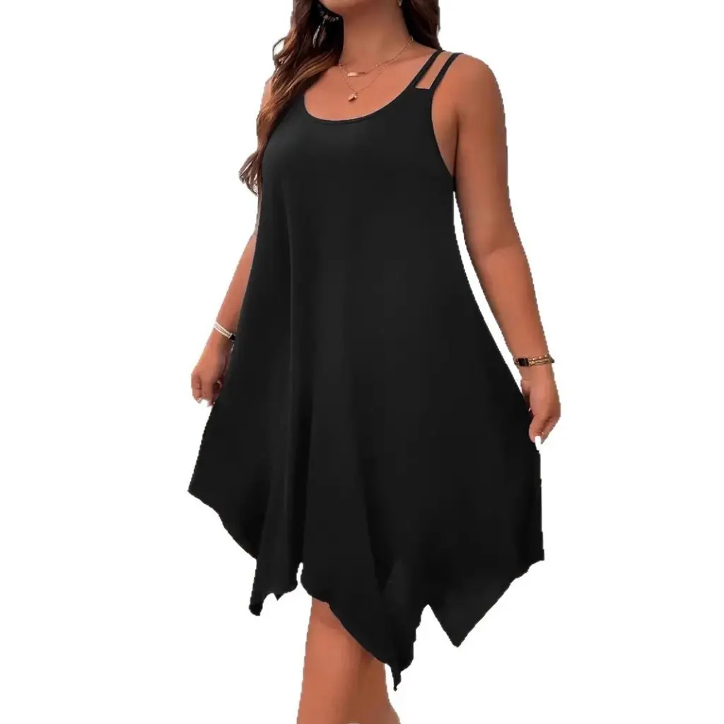 Large Size Women's Asymmetrical Suspender Dress Pure Color Slimming Look European And American Style Summer Sexy Loose Dress
Large Size Women's Asymmetrical Suspender Dress Pure Color Slimming Look European And American Style Summer Sexy Loose Dress