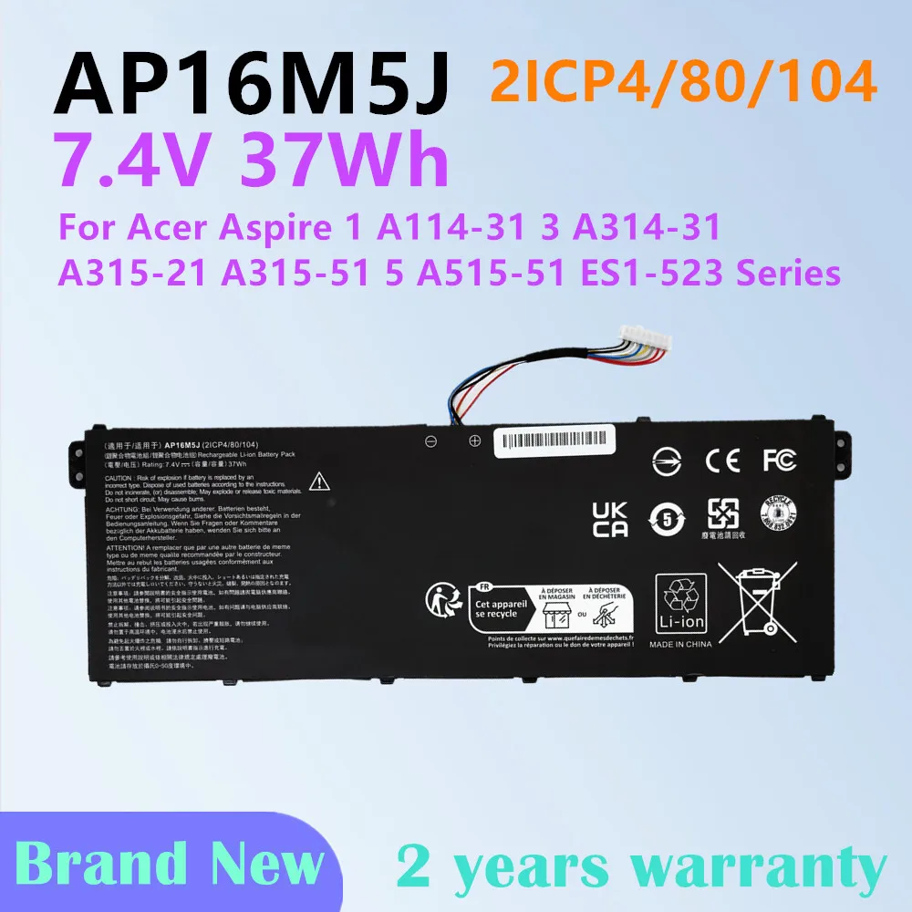 Laptop Battery For Acer Aspire 1 A114-31 3 A314-31 3 A315-21 A315-51 5 A515-51 ES1-523 2ICP4/80/104 AP16M5J
Laptop Battery For Acer Aspire 1 A114-31 3 A314-31 3 A315-21 A315-51 5 A515-51 ES1-523 2ICP4/80/104 AP16M5J