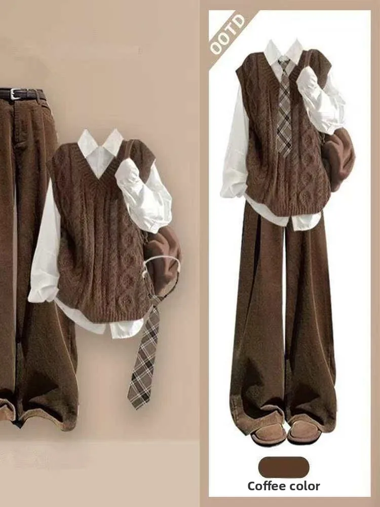 Autumn Winter 2025 Sweet Cool Student Sle Women's Tee-Piece Set irt Denim Pants Dstring Vest Coffee Color Faionable
Autumn Winter 2025 Sweet Cool Student Sle Women's Tee-Piece Set irt Denim Pants Dstring Vest Coffee Color Faionable
