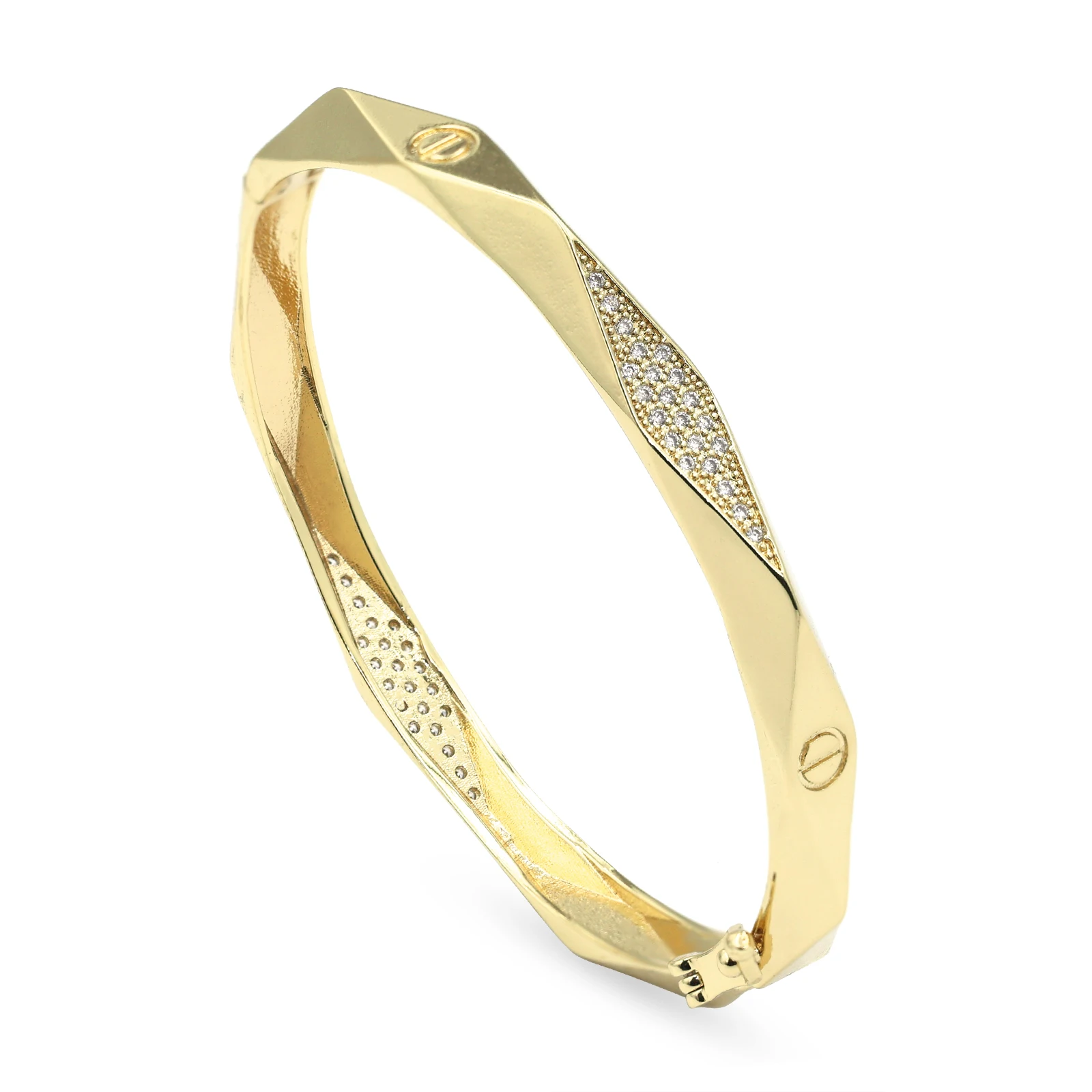 Women's 14k Gold-Plated Geometric Design Zircon Bracelet Classic Brass Jewelry Party Accessory
Women's 14k Gold-Plated Geometric Design Zircon Bracelet Classic Brass Jewelry Party Accessory