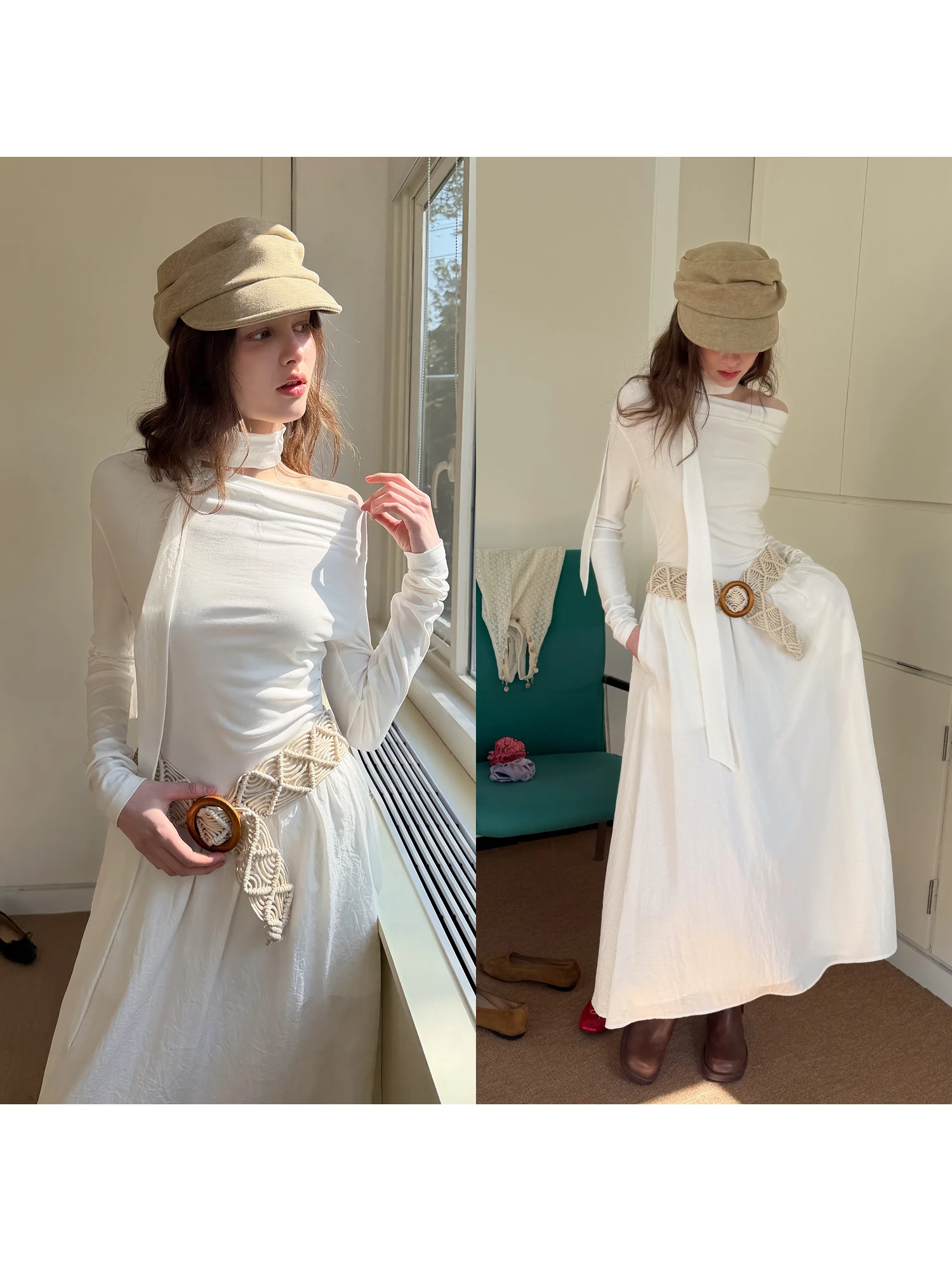 Eggka Long Sleeve Waist Cinched Gown Women's Spring Season A-Line Dress High Waist Cleanfit Polyester Fiber Casual Wear
Eggka Long Sleeve Waist Cinched Gown Women's Spring Season A-Line Dress High Waist Cleanfit Polyester Fiber Casual Wear