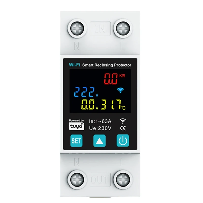 New 1P 1-63A Tuya Wifi Smart Circuit Breaker LED Display Switch With Power Metering Smart Life Control Via Alexa Home
New 1P 1-63A Tuya Wifi Smart Circuit Breaker LED Display Switch With Power Metering Smart Life Control Via Alexa Home