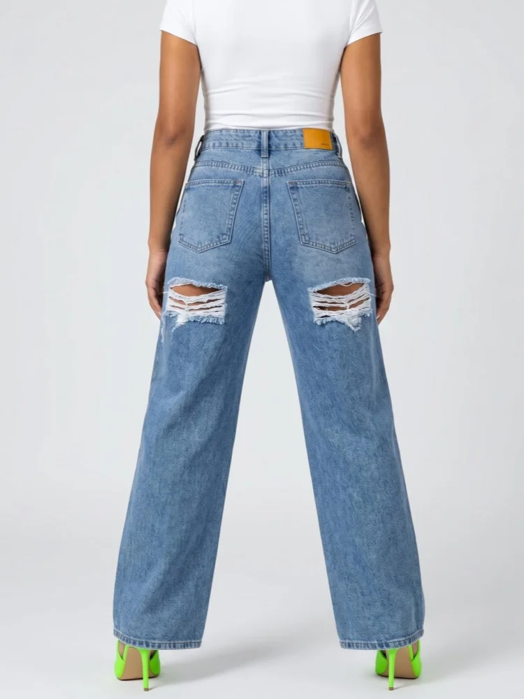2026 American Retro Y2K Style Washed Blue Baggy Women's Ripped Jeans Pants Woman Clothing Straight Summer Casual Denim Trousers
2026 American Retro Y2K Style Washed Blue Baggy Women's Ripped Jeans Pants Woman Clothing Straight Summer Casual Denim Trousers