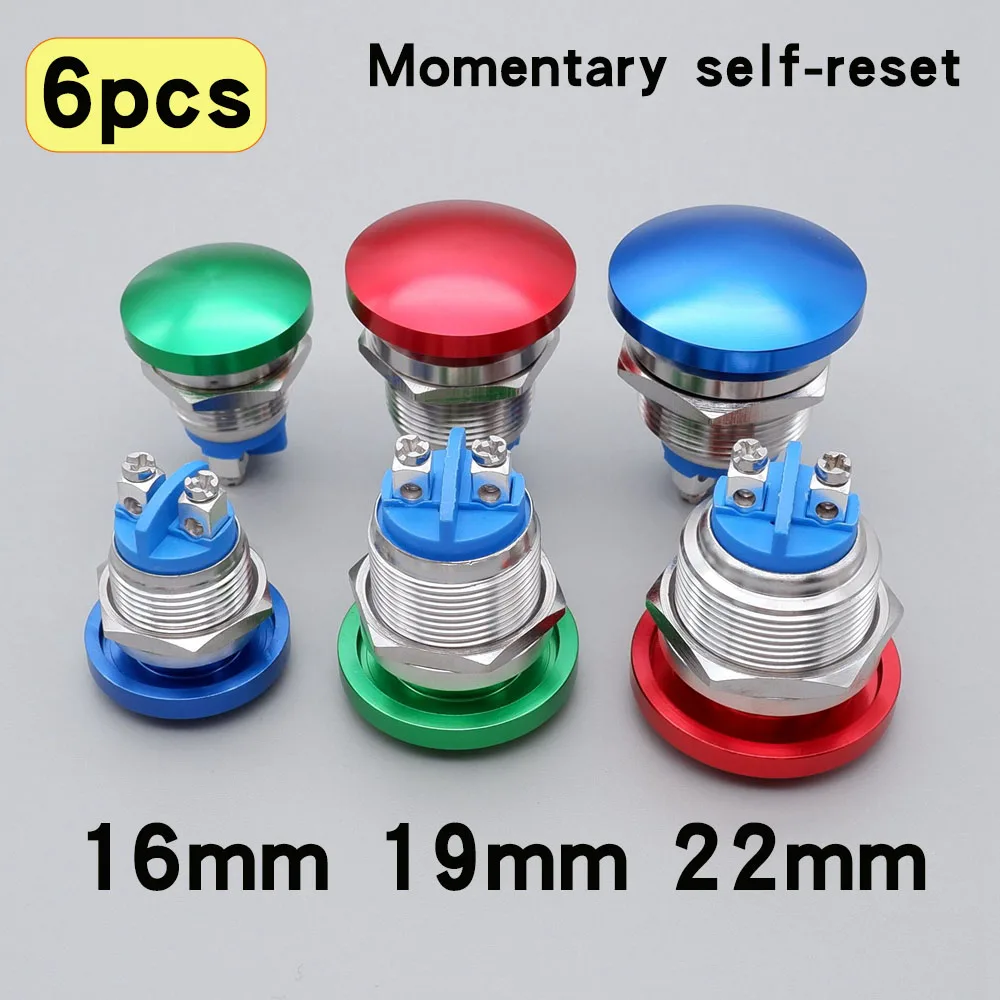 6pcs 16/19/22mm Momentary Self-reset Stainless Steel Screw Terminal Waterproof Metal Push Button Power Doorbell Mushroom Head
6pcs 16/19/22mm Momentary Self-reset Stainless Steel Screw Terminal Waterproof Metal Push Button Power Doorbell Mushroom Head