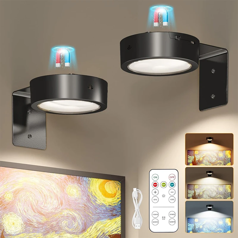 2-Pack Picture Lights for Wall, Magnetic Art Display With Remote, 3 Lighting Modes Dimmable & Timer
2-Pack Picture Lights for Wall, Magnetic Art Display With Remote, 3 Lighting Modes Dimmable & Timer
