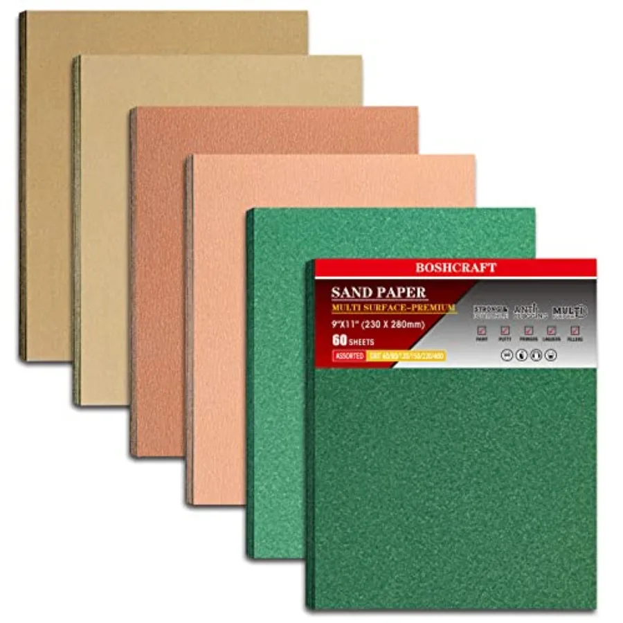 60 PCS Sandpaper Assortment for Wood Metal Automative Furniture Hand Sander Paper 60/80/120/150/220/320 Grit Sand Paper Sheet S
60 PCS Sandpaper Assortment for Wood Metal Automative Furniture Hand Sander Paper 60/80/120/150/220/320 Grit Sand Paper Sheet S