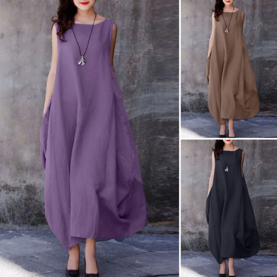 【New style】2026 summer European and American ebay cotton and linen loose large swing casual solid color round-neck pocket dres
【New style】2026 summer European and American ebay cotton and linen loose large swing casual solid color round-neck pocket dres