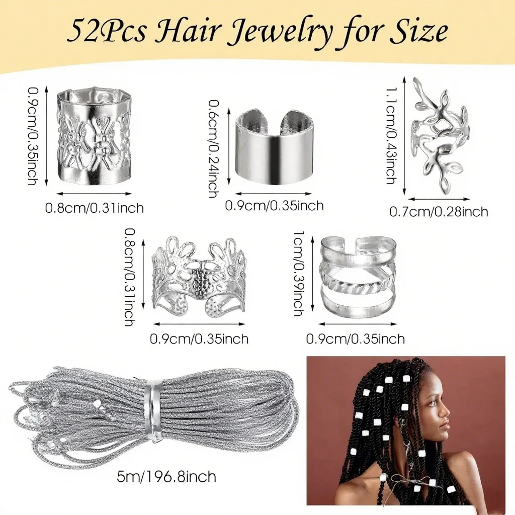 Braids Hair Rings 52Pcs Shimmering Gold Zinc Alloy Cuffs Adjustable Non Slip Beads for Locs Protective Styling Women Men
Braids Hair Rings 52Pcs Shimmering Gold Zinc Alloy Cuffs Adjustable Non Slip Beads for Locs Protective Styling Women Men