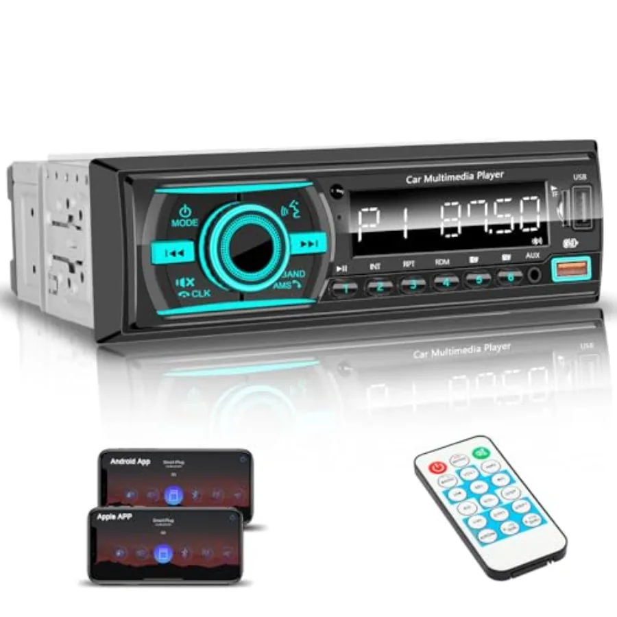 Car Stereo Bluetooth Single Din Radio, Car Audio with Push to Talk Assistant, Hands-Free Calling, FM/AUX/SD, Dual USB, 7 LED Co
Car Stereo Bluetooth Single Din Radio, Car Audio with Push to Talk Assistant, Hands-Free Calling, FM/AUX/SD, Dual USB, 7 LED Co