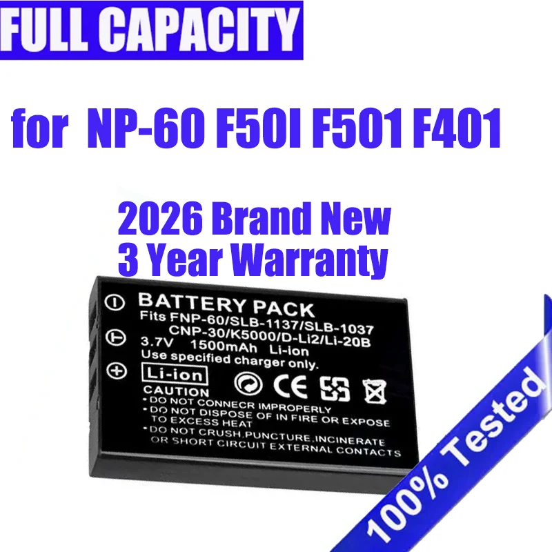 New 1500mAh Battery for Fujifilm F50I F501 F401 ZOOM F410 F601 F601Z NP60 NP-60 FNP60 SLB 1137 1037 CNP-30 K5000 D-Li2 Li-20B
New 1500mAh Battery for Fujifilm F50I F501 F401 ZOOM F410 F601 F601Z NP60 NP-60 FNP60 SLB 1137 1037 CNP-30 K5000 D-Li2 Li-20B