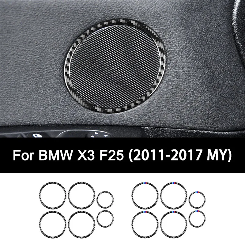 For BMW X3 F25 (2011-2017 Model Year), Premium Carbon Fiber Car Door Speaker Ring Interior Sticker Personalized Auto Accessories 
For BMW X3 F25 (2011-2017 Model Year), Premium Carbon Fiber Car Door Speaker Ring Interior Sticker Personalized Auto Accessories