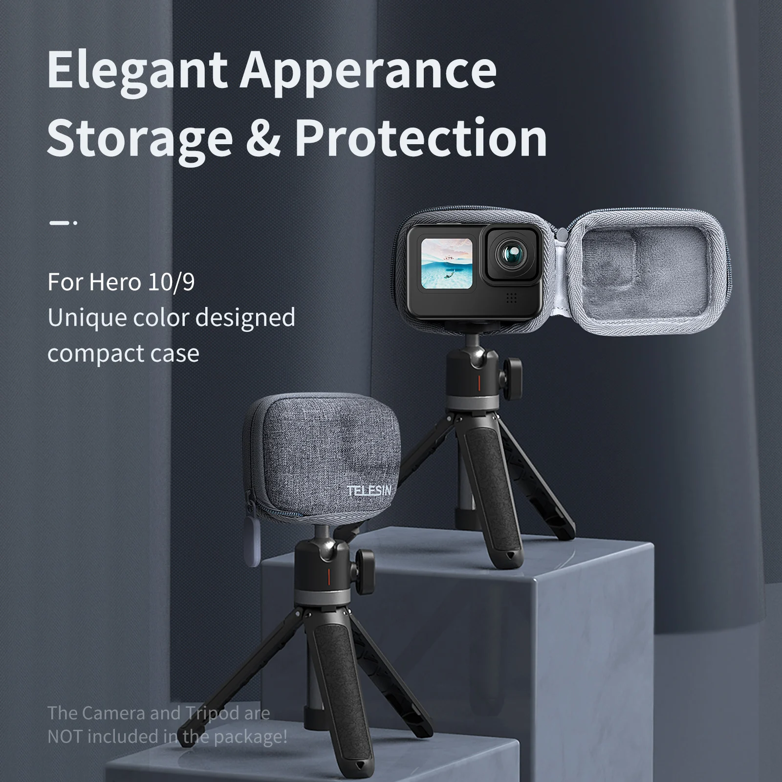 TELESIN Quick Release Mini Tripod Carrying Case for GoPro Hero 13 12 11 10 9 8 GoPro13 Brushed Half Open Storage Protection Bag
TELESIN Quick Release Mini Tripod Carrying Case for GoPro Hero 13 12 11 10 9 8 GoPro13 Brushed Half Open Storage Protection Bag