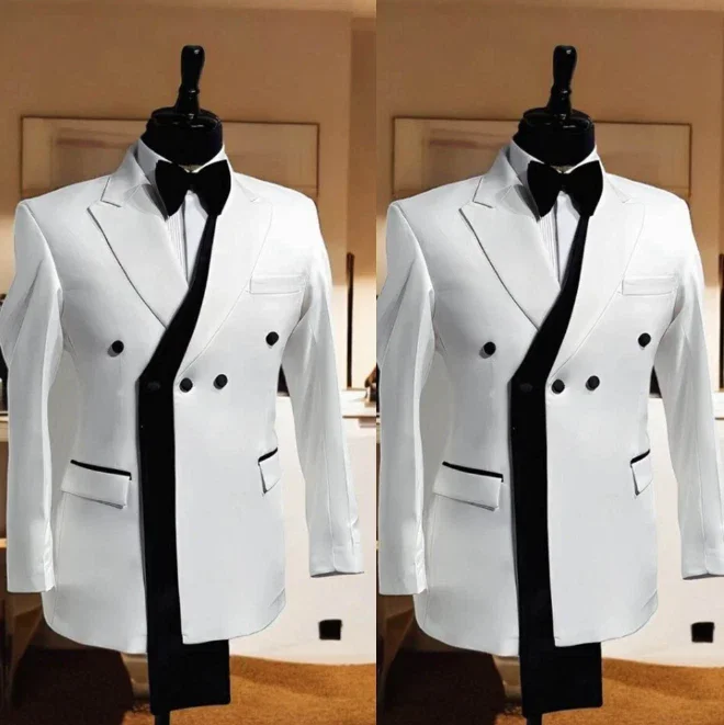 White Black Splicing Men's Suits Patchwork Peak Lapel Wedding Groom Tuxedo jacket+pants
White Black Splicing Men's Suits Patchwork Peak Lapel Wedding Groom Tuxedo jacket+pants
