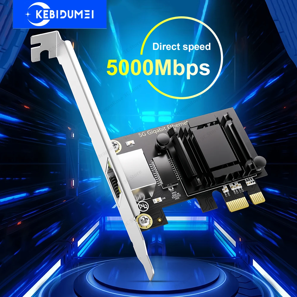 5000Mbps PCI-E to RJ45 Network Card Realtek 8126 1G/2.5G/5G RJ45 Interface Gigabit Ethernet PCI Express X1 X4 X8 X16 Adapter
5000Mbps PCI-E to RJ45 Network Card Realtek 8126 1G/2.5G/5G RJ45 Interface Gigabit Ethernet PCI Express X1 X4 X8 X16 Adapter