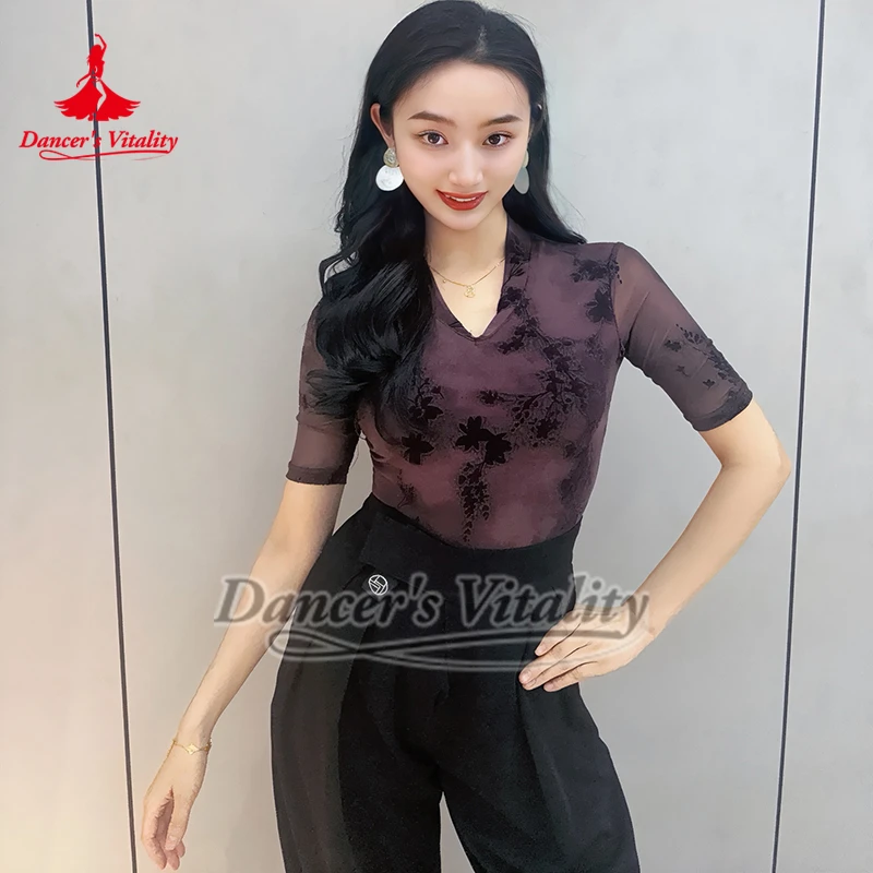 Маленькая тренировочная одежда для бальных танцев с v-образным вырезом и короткими рукавами, топы для профессиональных тренировок, вальс, танго
Маленькая тренировочная одежда для бальных танцев с v-образным вырезом и короткими рукавами, топы для профессиональных тренировок, вальс, танго