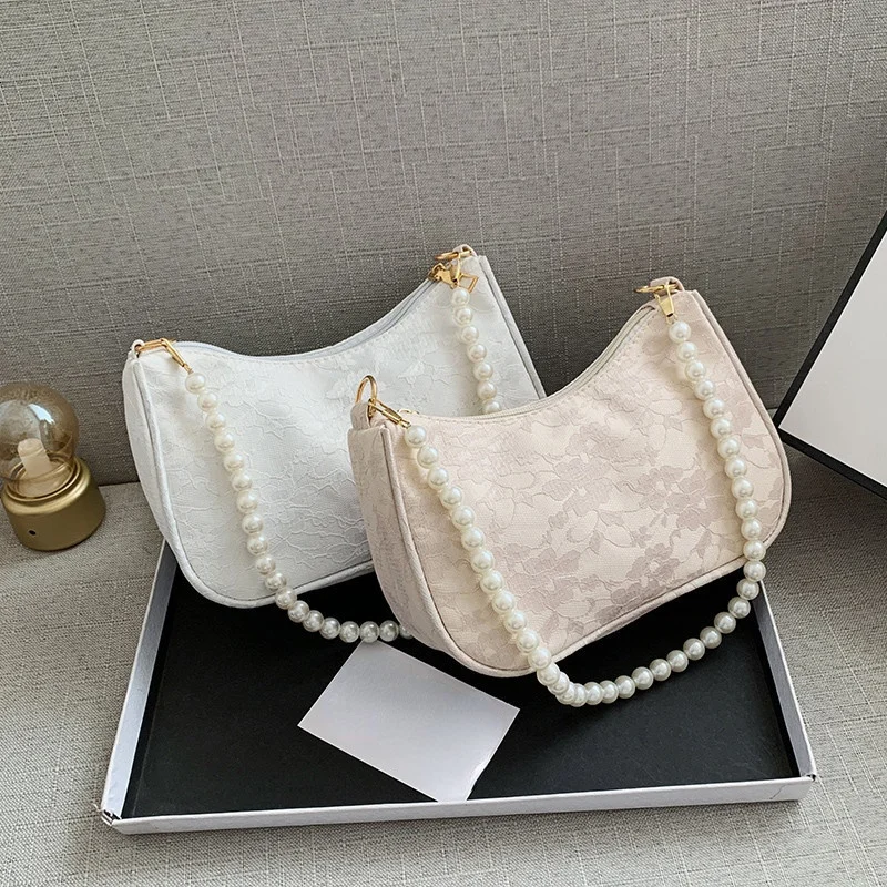 Vintage Women Bag Lace Flower Solid Color Pearl Chain Shoulder Underarm Handbag Female Storage Travel
Vintage Women Bag Lace Flower Solid Color Pearl Chain Shoulder Underarm Handbag Female Storage Travel