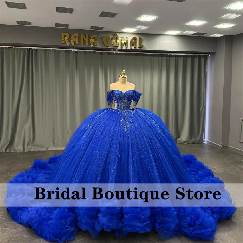 Luxury Royal Blue Princess Ball Gown Quinceañera Dresses Beads Crystal Tiered Ruffles Birthday Party For 15th Girls Customized
Luxury Royal Blue Princess Ball Gown Quinceañera Dresses Beads Crystal Tiered Ruffles Birthday Party For 15th Girls Customized
