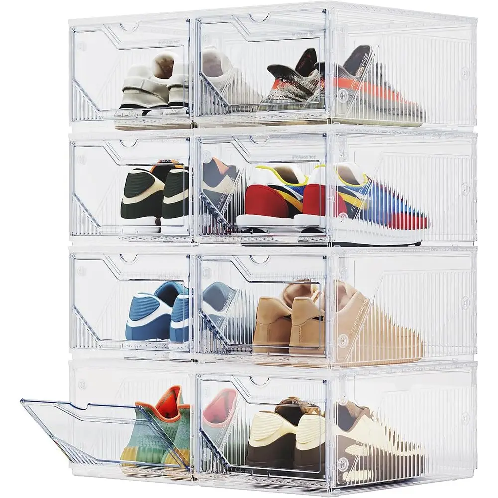 Extra Large Shoe Storage Boxes, Stackable Clear Plastic Shoe Organizers, 8 Pack, Ideal for Entryway, Closet, Under Bed Storage w
Extra Large Shoe Storage Boxes, Stackable Clear Plastic Shoe Organizers, 8 Pack, Ideal for Entryway, Closet, Under Bed Storage w