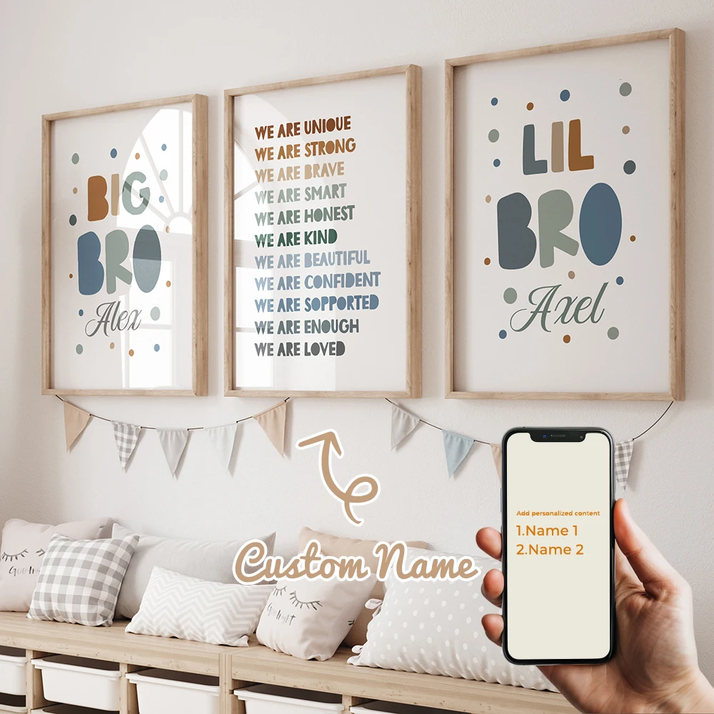 3pcs Personalized Name Custom Big Bro Lil Bro Gift Best Friends Brothers Wall Art Print Picture Living Room Kids Room Home Decor
3pcs Personalized Name Custom Big Bro Lil Bro Gift Best Friends Brothers Wall Art Print Picture Living Room Kids Room Home Decor