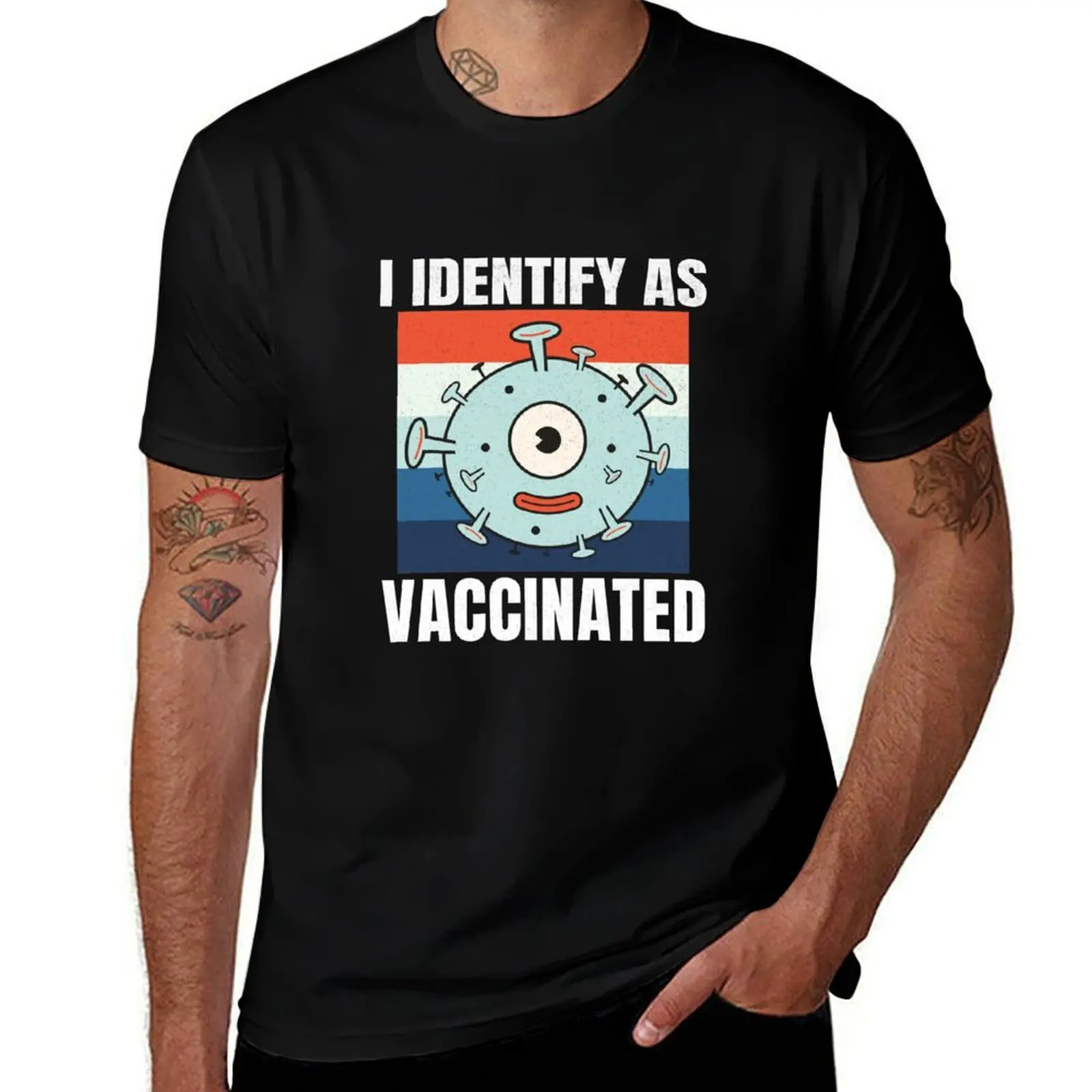 Футболка I Identify As Vaccinated, футболки с принтом для мужчин, незаменимая футболка, футболка 
Футболка I Identify As Vaccinated, футболки с принтом для мужчин, незаменимая футболка, футболка
