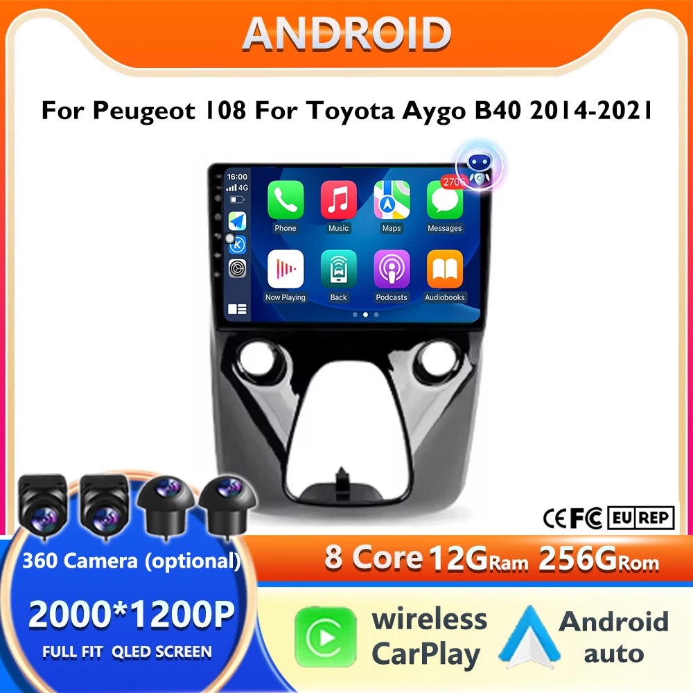 Автомобильный радиоприемник Android 15 для Peugeot 108 для Toyota Aygo B40 2014-2021, мультимедийный видеоплеер, навигация, стерео GPS 2din 2 din DSP
Автомобильный радиоприемник Android 15 для Peugeot 108 для Toyota Aygo B40 2014-2021, мультимедийный видеоплеер, навигация, стерео GPS 2din 2 din DSP