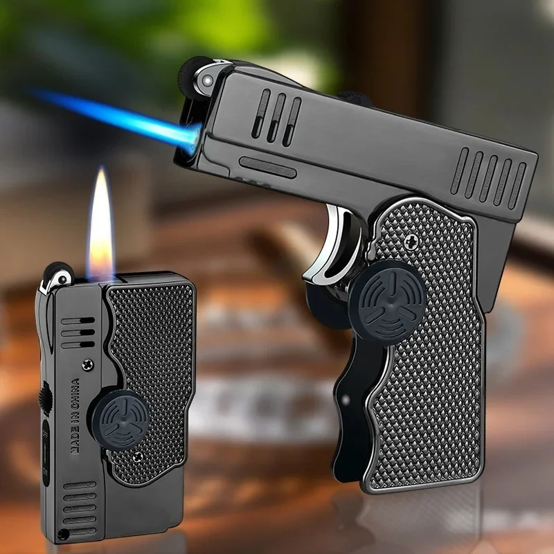 Новая металлическая складная пистолет, надувная зажигалка, ветрозащитная гироскопическая зажигалка, двойная огненная зажигалка двойного назначения, модный мужской подарок для курения
Новая металлическая складная пистолет, надувная зажигалка, ветрозащитная гироскопическая зажигалка, двойная огненная зажигалка двойного назначения, модный мужской подарок для курения
