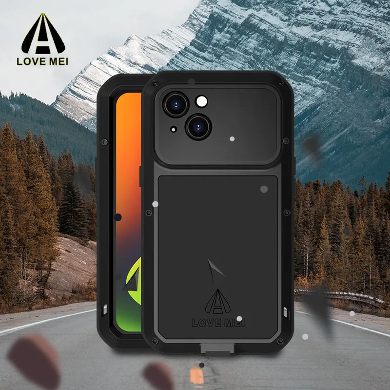 LOVE MEI Life Waterproof Tempered Glass Metal Case for iPhone 14 Shockproof Cover Full Protection Original Armor phone accessory
LOVE MEI Life Waterproof Tempered Glass Metal Case for iPhone 14 Shockproof Cover Full Protection Original Armor phone accessory