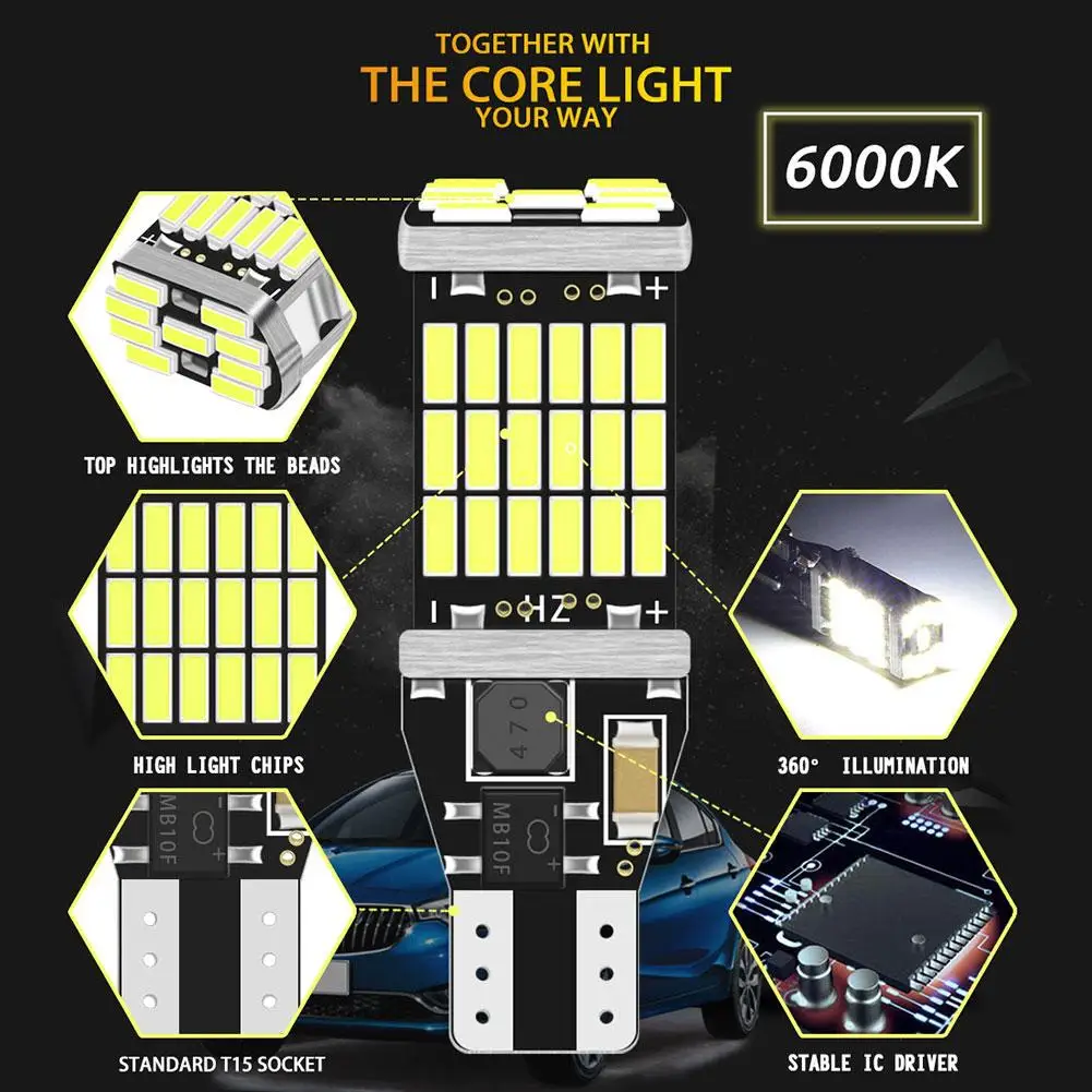 2 шт. Супер яркие светодиодные лампы заднего хода T15 4014 45smd, салон автомобиля, купольный светильник для чтения, габаритный фонарь для автомобиля, резервный фонарь заднего хода
2 шт. Супер яркие светодиодные лампы заднего хода T15 4014 45smd, салон автомобиля, купольный светильник для чтения, габаритный фонарь для автомобиля, резервный фонарь заднего хода