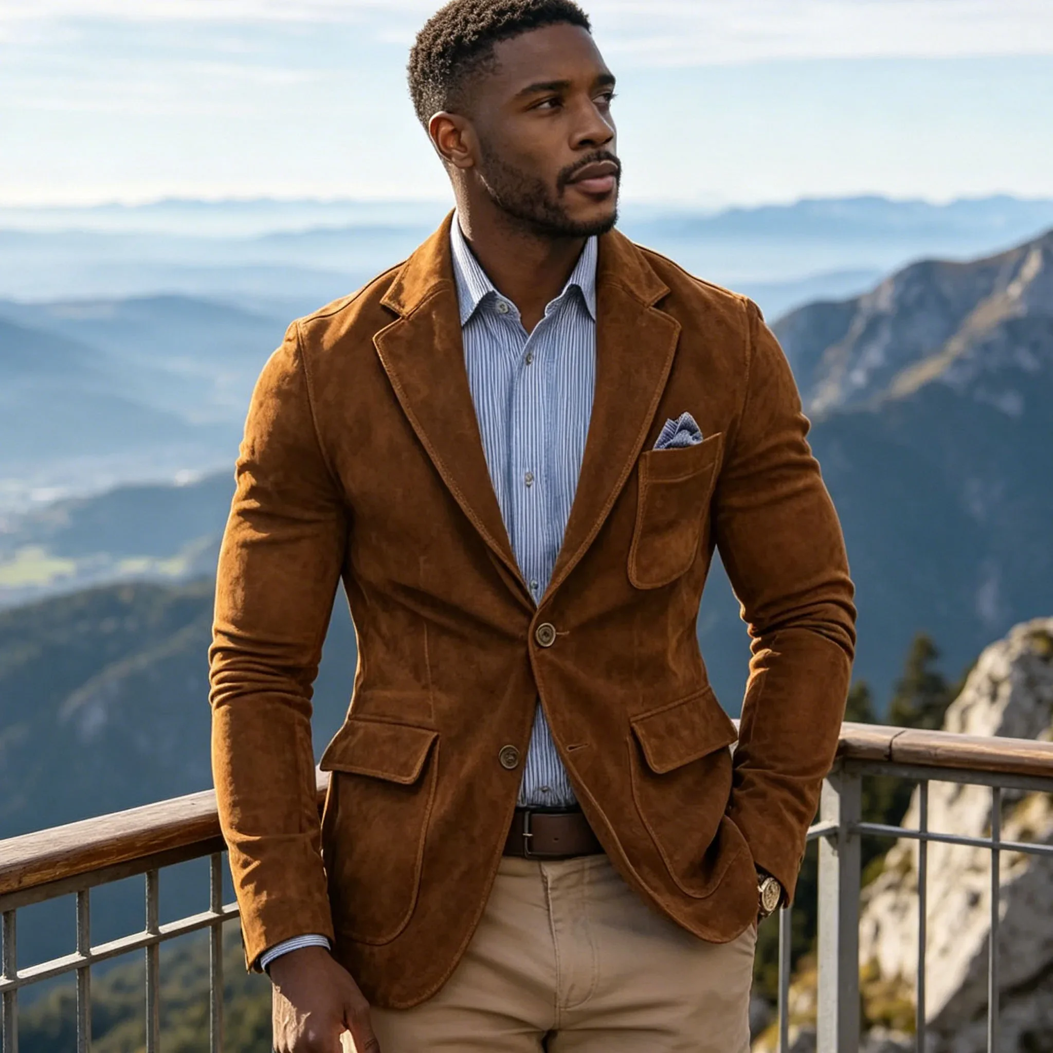 Only Men's Suede Blazer 1PCS Brown Vintage Slim Fit Notched Lapel Formal Jacket High Quality Sport Coat For Business Casual
Only Men's Suede Blazer 1PCS Brown Vintage Slim Fit Notched Lapel Formal Jacket High Quality Sport Coat For Business Casual