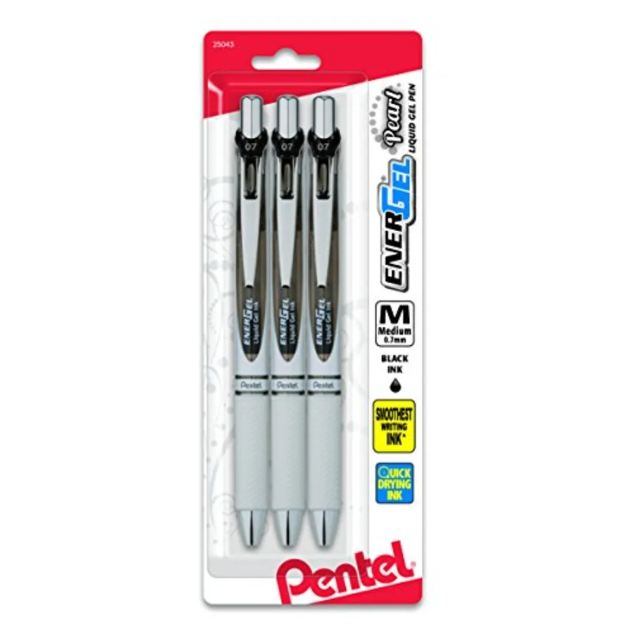 EnerGel Pearl Retractable Gel Pen, Metal Tip, Medium Point, Accent, Ink 3-PK
EnerGel Pearl Retractable Gel Pen, Metal Tip, Medium Point, Accent, Ink 3-PK