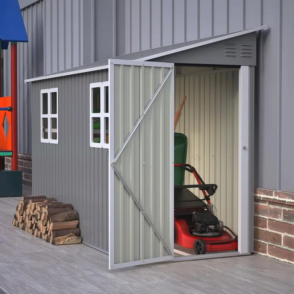 Gray 4x10 Outdoor Storage Shed with 2 Windows, Floor, and Lockable Door
Gray 4x10 Outdoor Storage Shed with 2 Windows, Floor, and Lockable Door