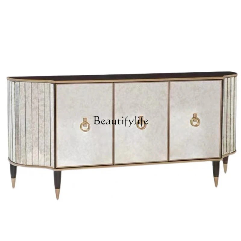 Modern simple light luxury solid wood small apartment living room retro mirror dining side cabinet American high-end creative
Modern simple light luxury solid wood small apartment living room retro mirror dining side cabinet American high-end creative