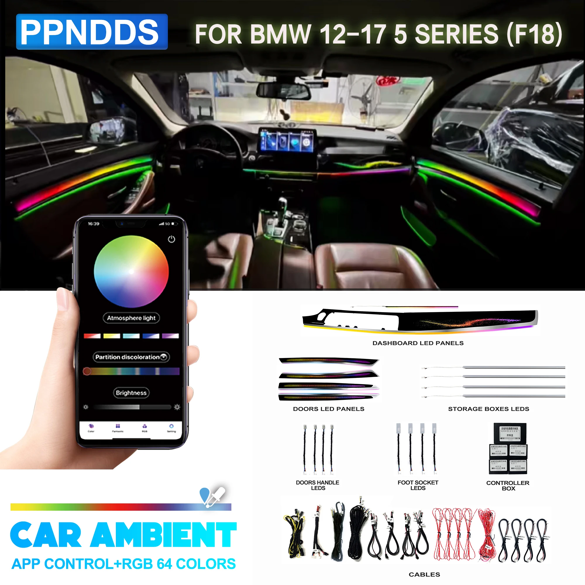 For BMW 12-17 5 Series (F18) Interior Ambient Lighting 23 Lights Led lights vehicles Car interior lights Car interior Accessorie
For BMW 12-17 5 Series (F18) Interior Ambient Lighting 23 Lights Led lights vehicles Car interior lights Car interior Accessorie