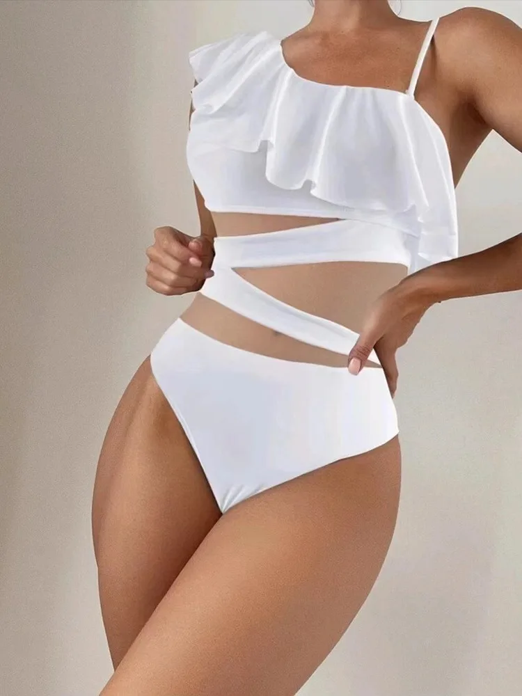 2023 White One Piece Swimsuit Women Swimwear Sexy Ruffle One Shoulder Swimming Suit Female Monokini Bodysuit Beach Bathing Suit
2023 White One Piece Swimsuit Women Swimwear Sexy Ruffle One Shoulder Swimming Suit Female Monokini Bodysuit Beach Bathing Suit