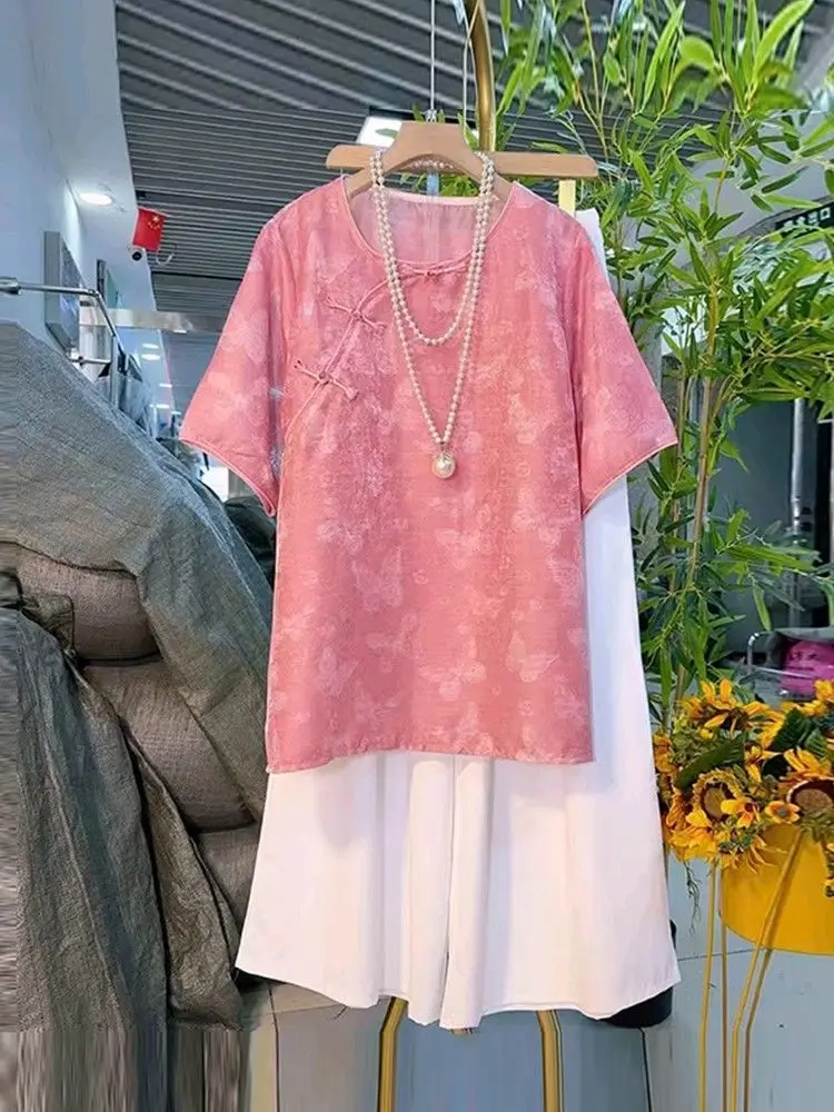 Chinese Style Vintage Print Loose plus Size Summer Short Sleeve Top for Women Conceal Flattering Korean Version
Chinese Style Vintage Print Loose plus Size Summer Short Sleeve Top for Women Conceal Flattering Korean Version