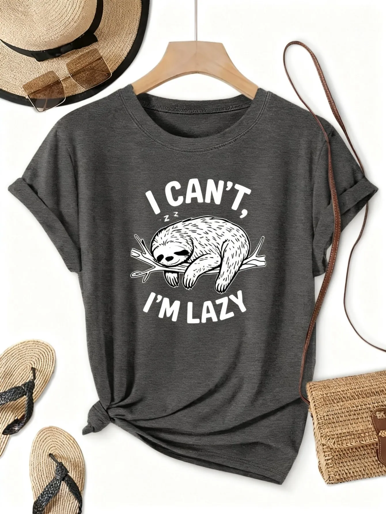 Plus size women's short sleeve T-shirt I Can't I'm Lazy Sloth Spring and Summer Must-haves summer outfit women's clothing
Plus size women's short sleeve T-shirt I Can't I'm Lazy Sloth Spring and Summer Must-haves summer outfit women's clothing