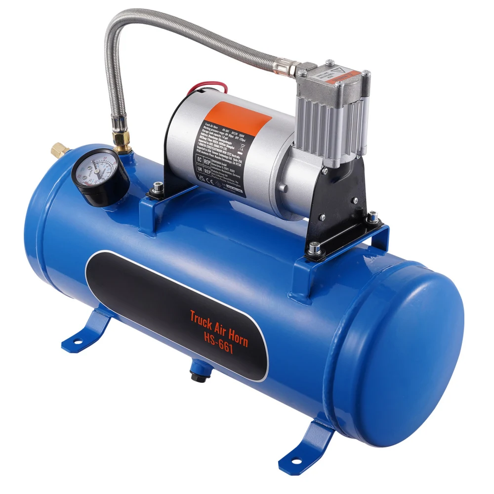 12V Air Compressor with Tank 1.6 Gallon/6 L, Train Horn Air Compressor, 120 psi Working Pressure Onboard Air Compressor System
12V Air Compressor with Tank 1.6 Gallon/6 L, Train Horn Air Compressor, 120 psi Working Pressure Onboard Air Compressor System