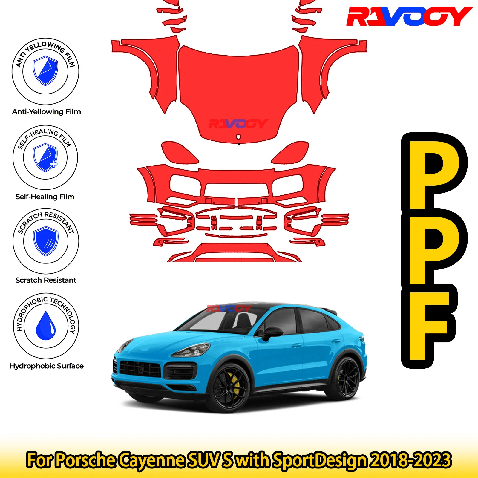 For Porsche Cayenne SUV S with SportDesign 2018-2023 Glossy Matte Black Precut front PPF Kit Paint Protection Film
For Porsche Cayenne SUV S with SportDesign 2018-2023 Glossy Matte Black Precut front PPF Kit Paint Protection Film