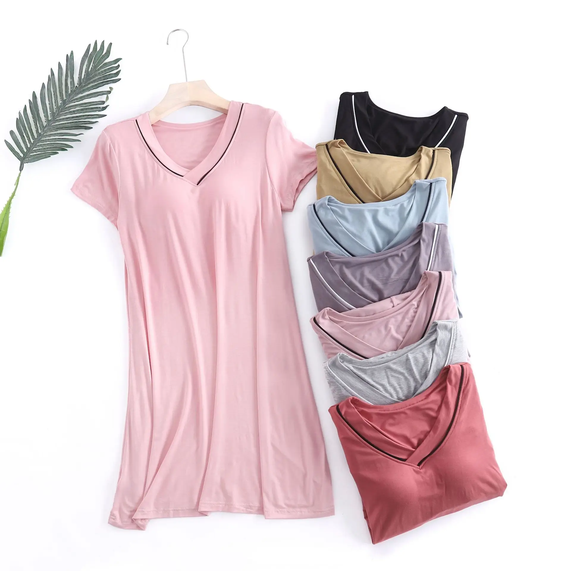 Short Sleeve Sleep Dress V-Neck Home Clothes Thin Large Size Polyester Fiber All Seasons Women's Summer Sleepwear Nightgown
Short Sleeve Sleep Dress V-Neck Home Clothes Thin Large Size Polyester Fiber All Seasons Women's Summer Sleepwear Nightgown