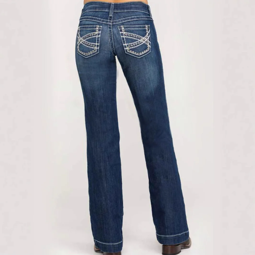 Европейские и американские модные эластичные джинсы с двойной талией и прямыми штанинами для женщин
Европейские и американские модные эластичные джинсы с двойной талией и прямыми штанинами для женщин